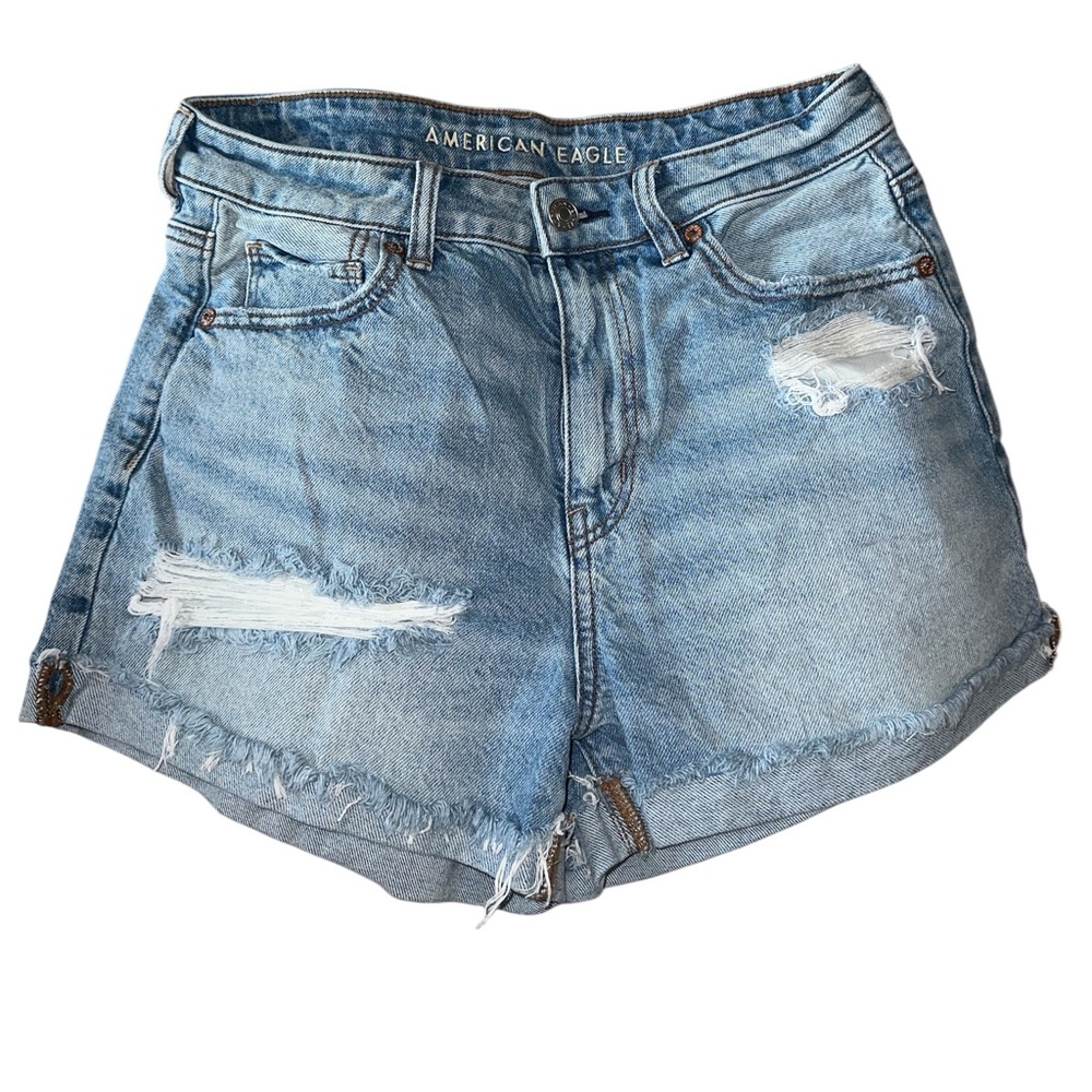 American Eagle‎ Outfitters Light Blue Distressed High-rise Denim Shorts size 4